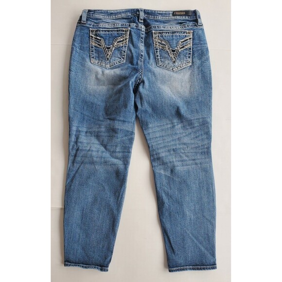 Vigoss Chelsea Boyfriend Womens Jeans Size 13/14 (36x27) Embroidered Distressed - Picture 8 of 12